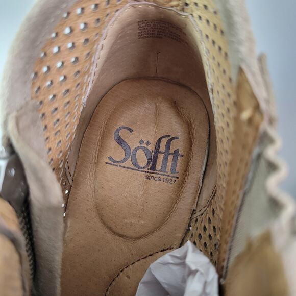 Sofft Boots Womens 6 M Bellview Wedge Booties Taupe Leather Zipper Round Toe - Picture 7 of 11